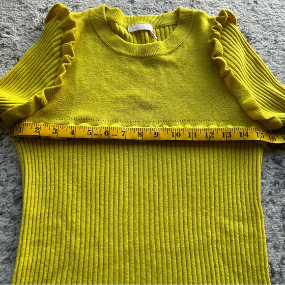 See By Chloe Yellow Ruffled Long Sleeve Alpaca Sweater. Size Small - Picture 7 of 8